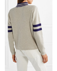 The Elder Statesman Odyssey Striped Ribbed Cashmere Turtleneck Sweater