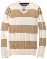 Tommy Hilfiger Classic Rugby Stripe V Neck Sweater