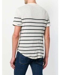 Balmain Striped V Neck T Shirt
