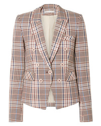 Beige Houndstooth Double Breasted Blazer
