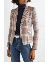 Veronica Beard Diego Dickey Double Breasted Houndstooth Cotton Blend Blazer