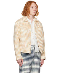 young n sang Beige Houndstooth Jacket