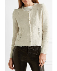 IRO Frayed Cotton Tweed Jacket Ecru