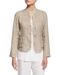 Eileen Fisher Linen Button Front Jacket With Raw Edges