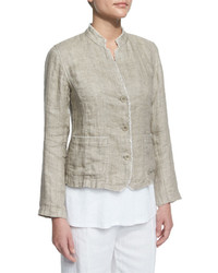 Eileen Fisher Linen Button Front Jacket With Raw Edges Plus Size