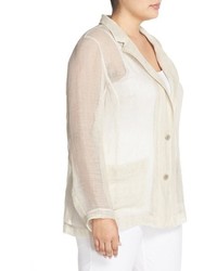 Eileen Fisher Notch Collar Long Mesh Jacket