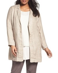 Eileen Fisher Plus Size Organic Linen Notch Collar Jacket