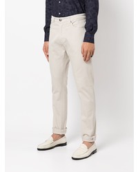 Isaia Contrast Trim Straight Trousers