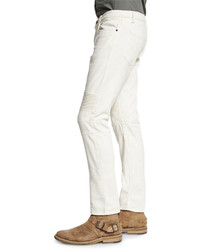 Belstaff Eastham Slim Fit Moto Jeans Natural White