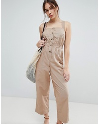 ASOS DESIGN Asos Jumpsuit With Elasticated Waist And Button Detail In Twill
