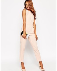 Asos Tall Jumpsuit With Open Back And Pleat Detail