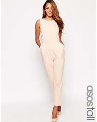 Asos Tall Jumpsuit With Open Back And Pleat Detail