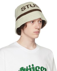 Stussy Beige Brown Knit Bucket Hat