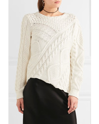 MM6 MAISON MARGIELA Asymmetric Cable Knit Cotton Sweater Cream