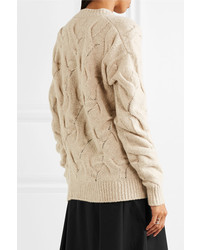 Joseph Cable Knit Wool Blend Sweater Cream