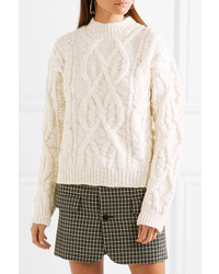 Acne Studios Edyta Cable Knit Wool Sweater Cream