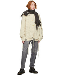 Doublet Beige Recycled Wool Cable Knit Cardigan