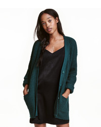 H&M Chunky Knit Cardigan Emerald Green Ladies