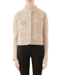 Gucci Jewel Button Crochet Wool Sweater Jacket