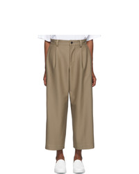 132 5. ISSEY MIYAKE Beige Knit Composite Trousers