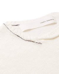 Isabel Benenato Asymmetric Open Knit Linen Sweater