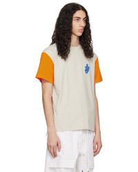JW Anderson Taupe Orange Anchor Patch Contrast T Shirt