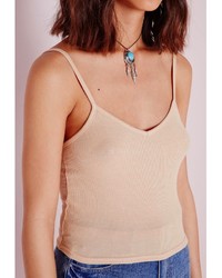 Missguided Ribbed Cropped Vest Taupe