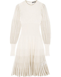 Alexander McQueen Metallic Crochet Knit Dress Cream