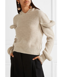 JW Anderson Hooded Ribbed Wool And Alpaca Blend Sweater