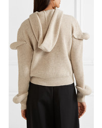 JW Anderson Hooded Ribbed Wool And Alpaca Blend Sweater