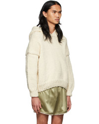 Tanner Fletcher Off White Mabel Oversized Chunky Wool Hoodie