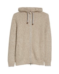 Brunello Cucinelli Ribbed Hooded Cashmere Cardigan
