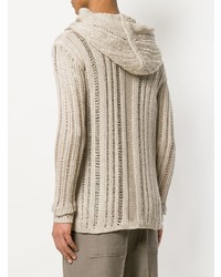 Rick Owens Wrap Front Open Knit Hooded Cardigan Unavailable