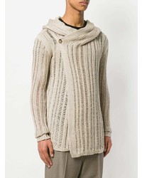 Rick Owens Wrap Front Open Knit Hooded Cardigan Unavailable