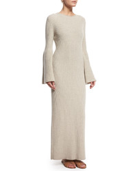 The Row Ribbed Cashmere Maxi Sweaterdress Peach
