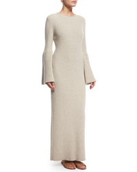 The Row Ribbed Cashmere Maxi Sweaterdress Peach