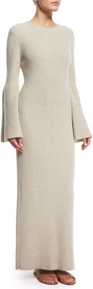 The Row Ribbed Cashmere Maxi Sweaterdress Peach 1 990 Bergdorf