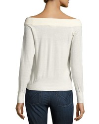 Rebecca Taylor Wool Blend Off The Shoulder Sweater White