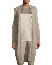Ralph Lauren Collection Cable Knit Cashmere Long Cardigan Taupe