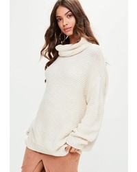 Missguided Beige Oversized Slouchy Knit Sweater