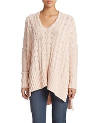Free People Champagne Cable V Neck