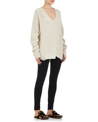 Helmut Lang Distressed Wool Cashmere Oversized Sweater