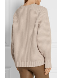 The Row Keyes Ribbed Wool And Cashmere Blend Sweater Beige