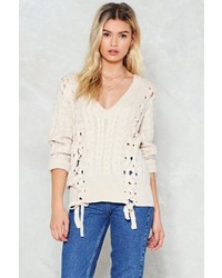 Nasty Gal Nastygal Knit A Chance Lace Up Sweater