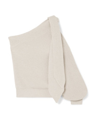 Brunello Cucinelli One Shoulder Tie Detailed Cotton Sweater