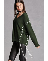 Forever 21 Oversized Lace Up Sweater