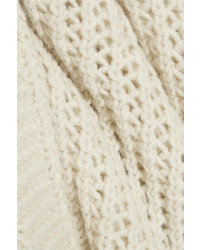 Chloé Oversized Open Knit Turtleneck Sweater Cream