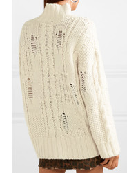 Current/Elliott The Vin Distressed Cable Knit Turtleneck Sweater
