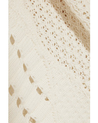 Esteban Cortazar Cotton Blend Crochet Knit Cape Ecru