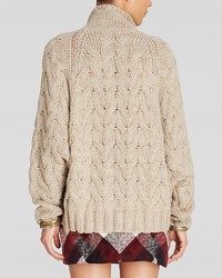 Free People Poncho Sweater Cable Zip